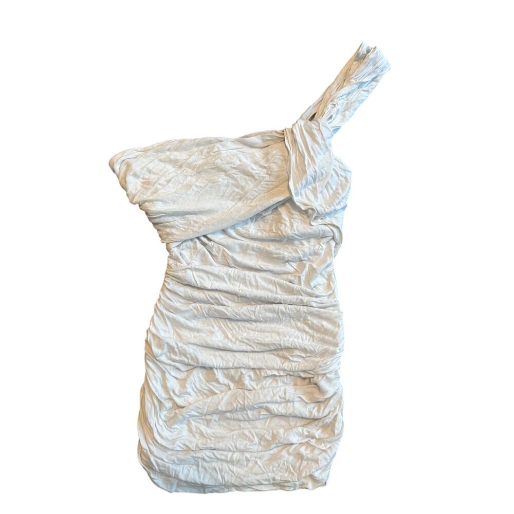 NWT Bebe Vintage White One Shoulder Asymmetrical Ruched Top S